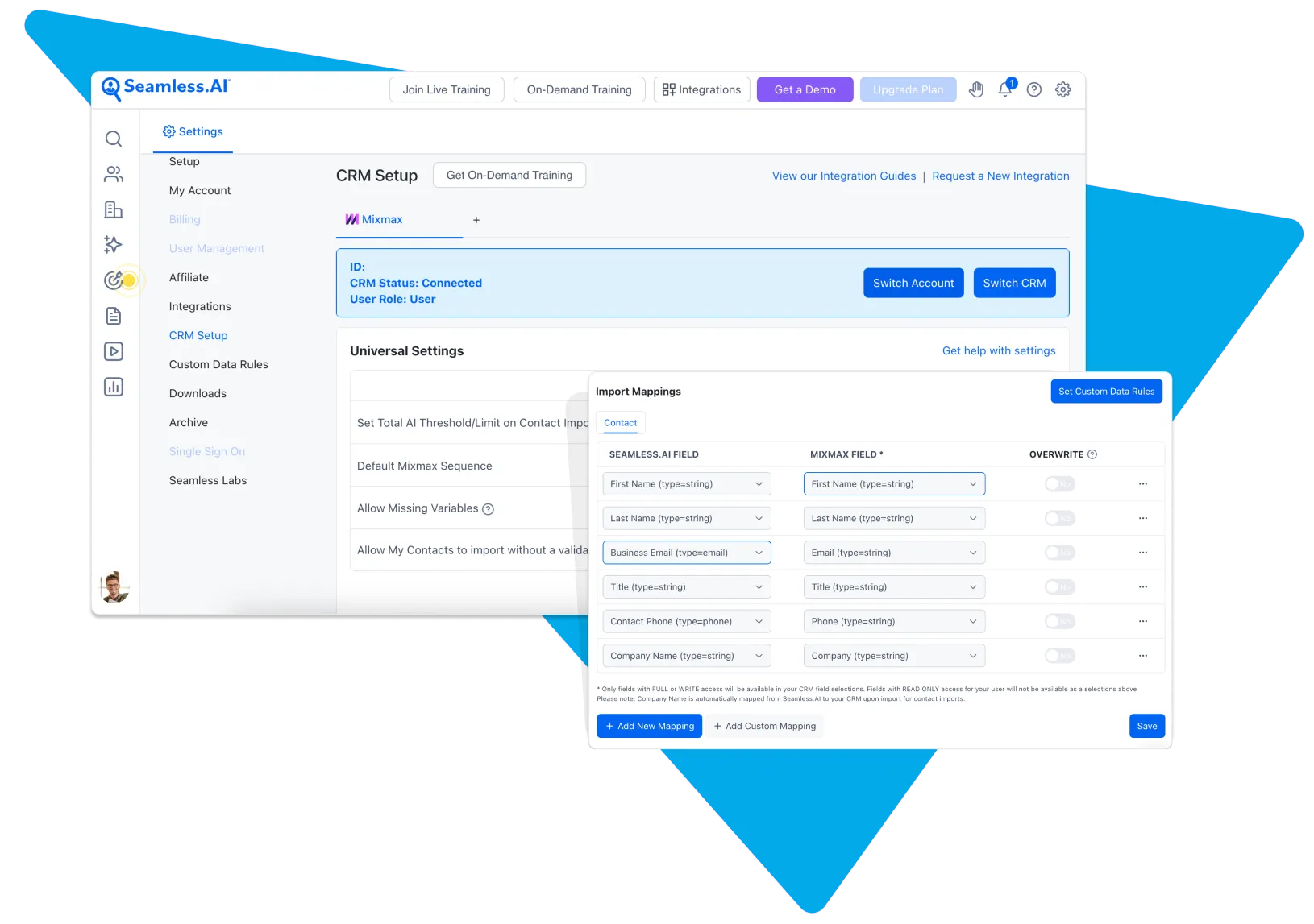 Seamless integration Setup