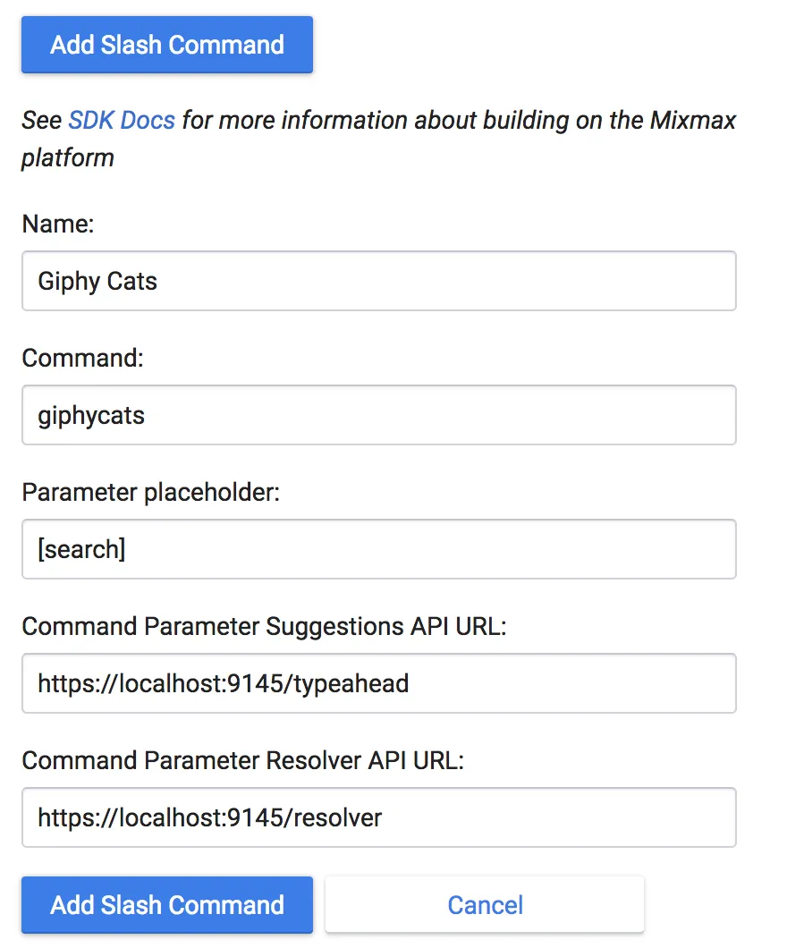 Adding /giphycats to the Mixmax Integrations page