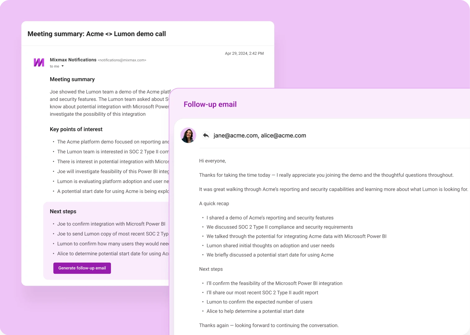 AI-drafted follow-up message in Gmail
