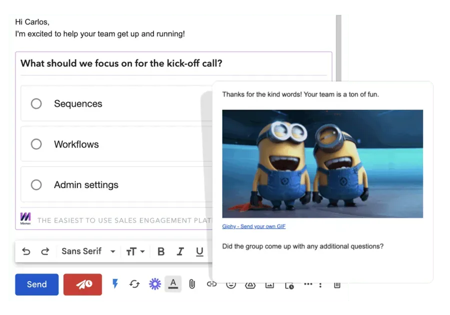 Mixmax email enhancements including polls and personalized customer touchpoints