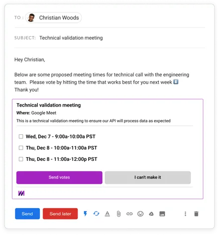 Mixmax group meeting scheduling UI
