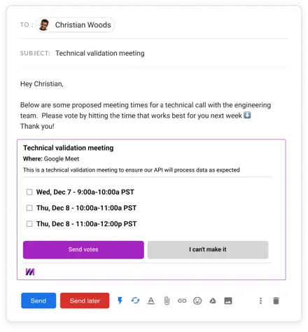 Mixmax group meeting scheduling UI