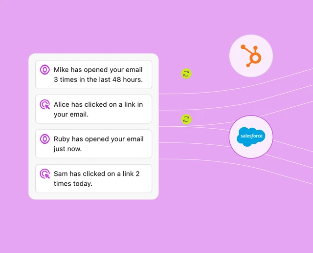 Engagement signals syncing to HubSpot and Salesforce for a 360 customer view