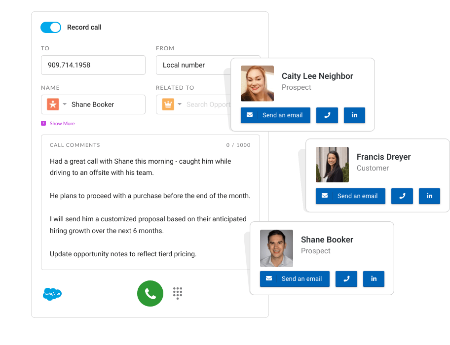 Save time with one-click dials from your inbox