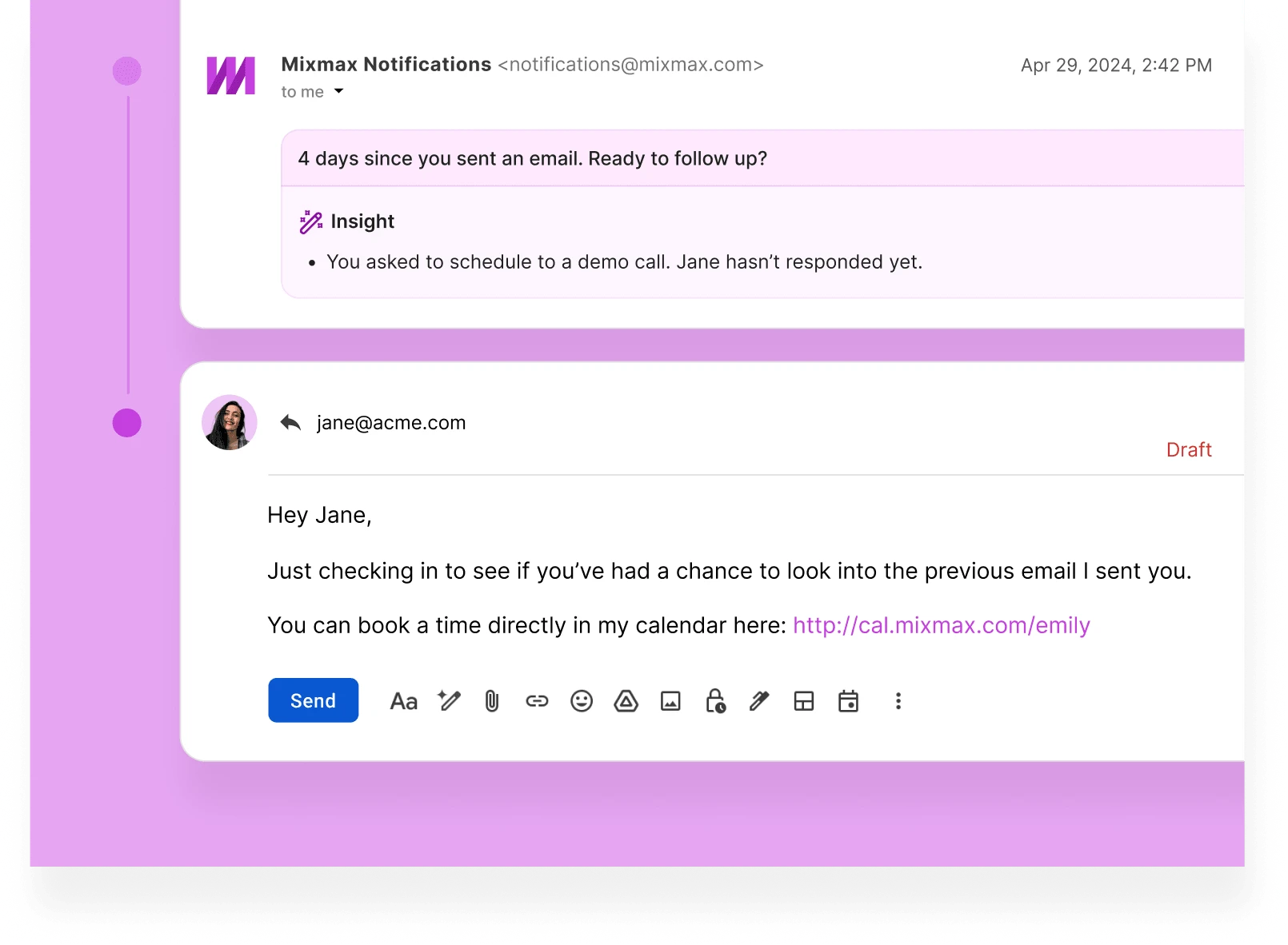 AI-drafted follow-up message in Gmail
