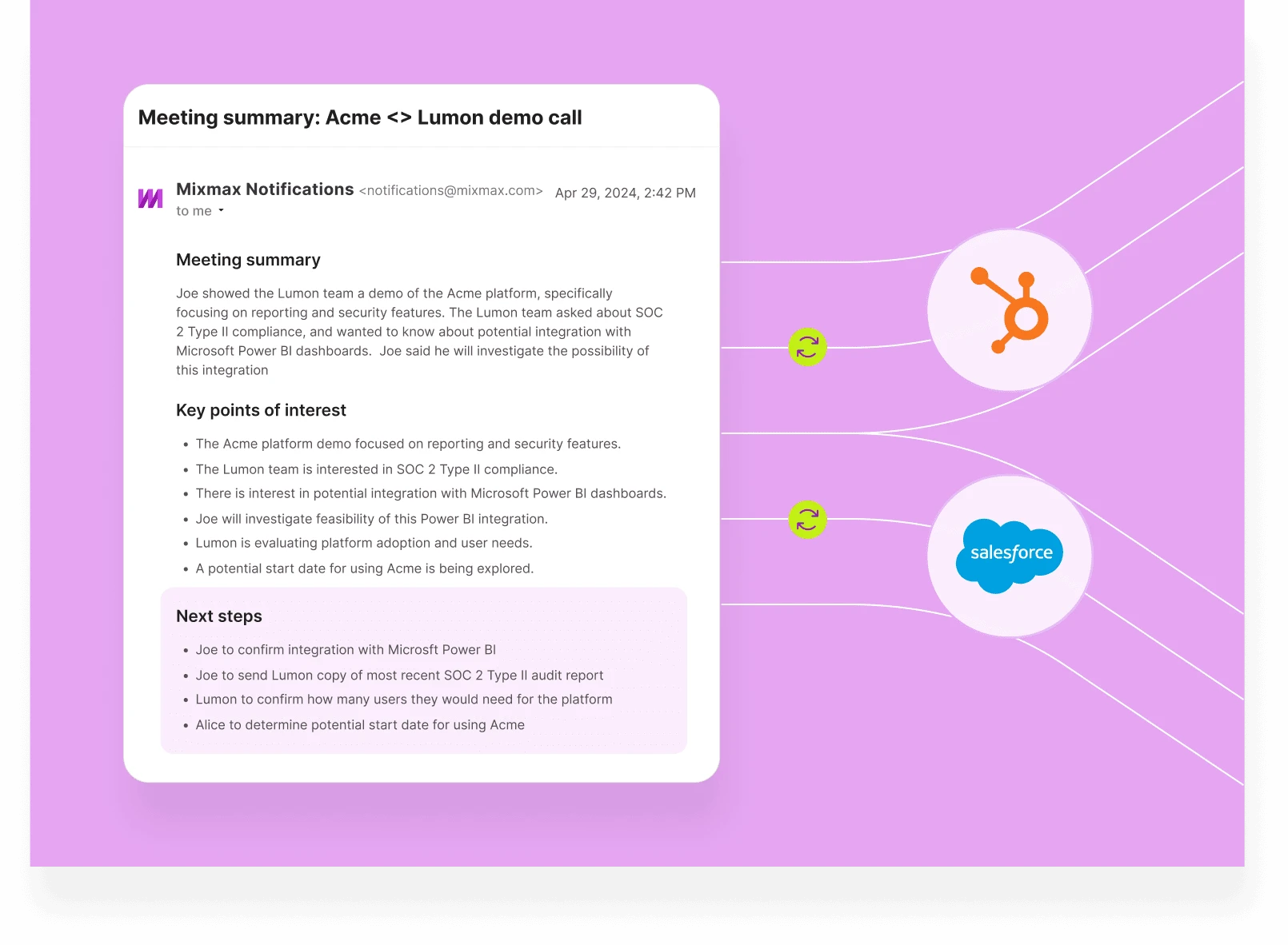 Meeting notes syncing to Salesforce