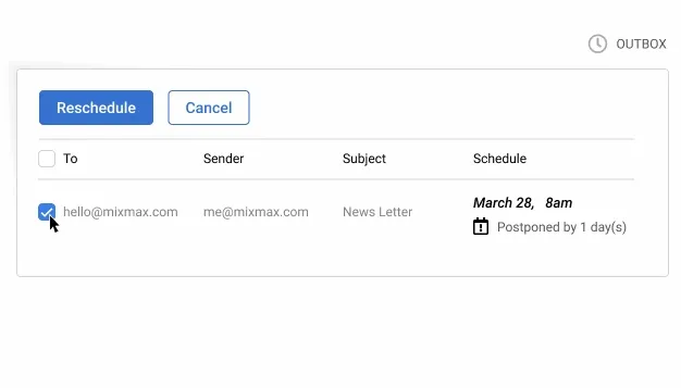 Rescheduling emails from the Outbox Reschedule emails