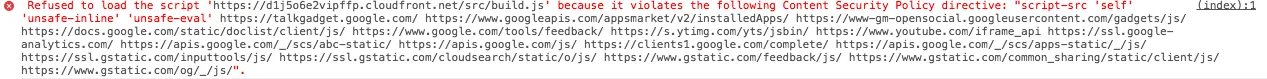 Chrome web inspector image of Content Security Policy error