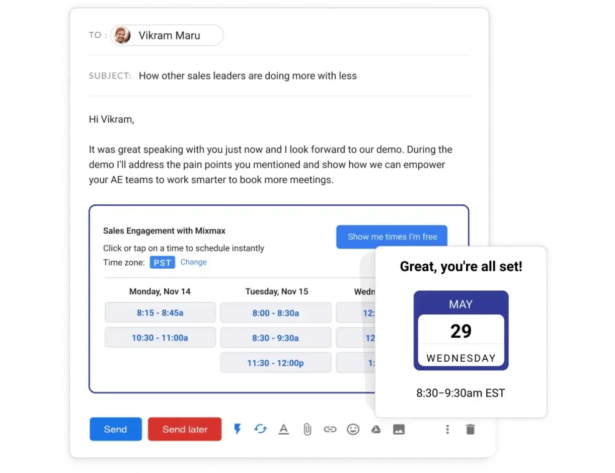 Email enhancements showing share availability in Gmail