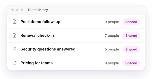 A shared team template library in Mixmax.