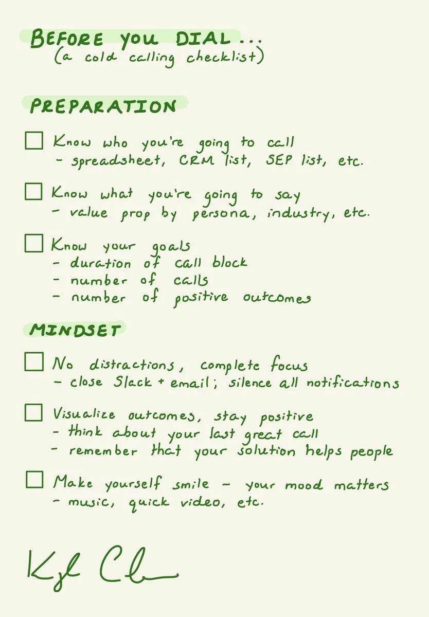 cold calling checklist