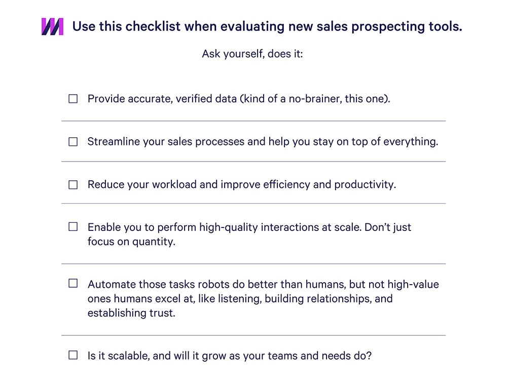 Checklist sales prospecting tools