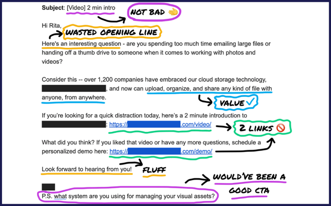 Cold email makeover 7 - before