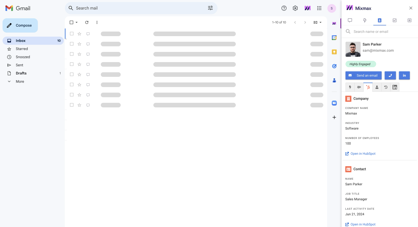 Hubspot Integration - Sidebar