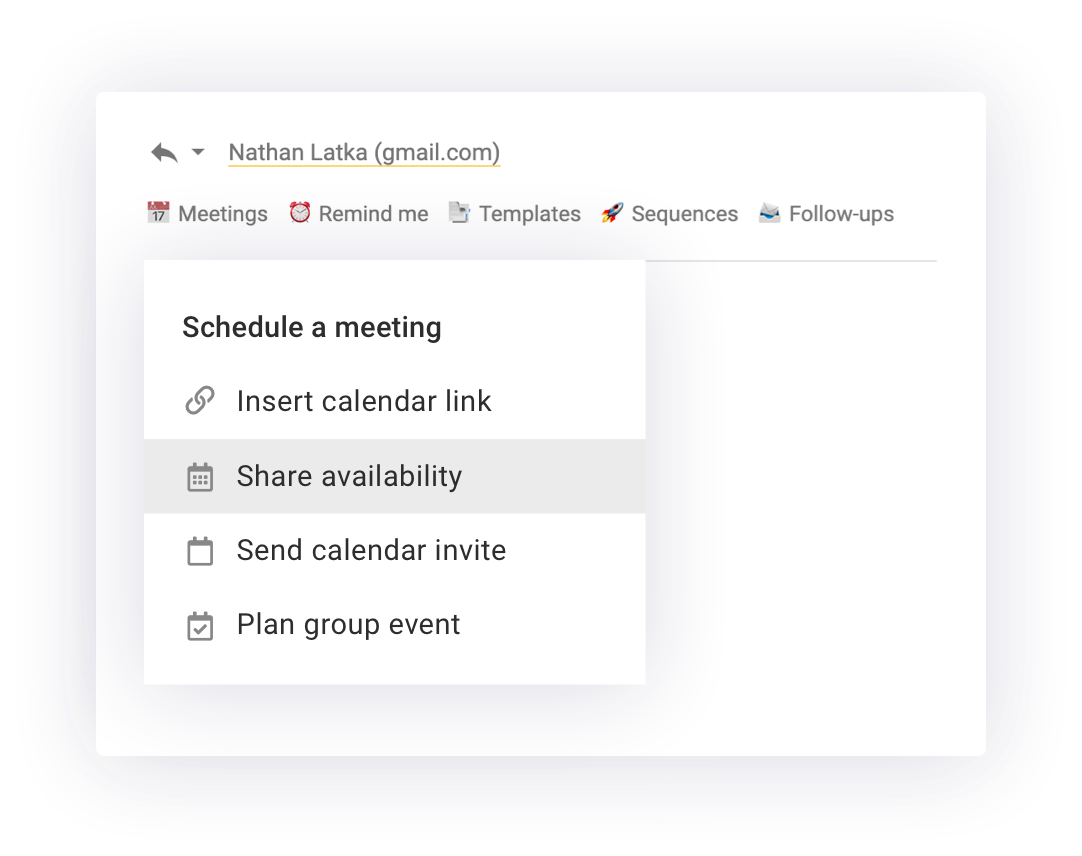 Mixmax calendar scheduling options in an email