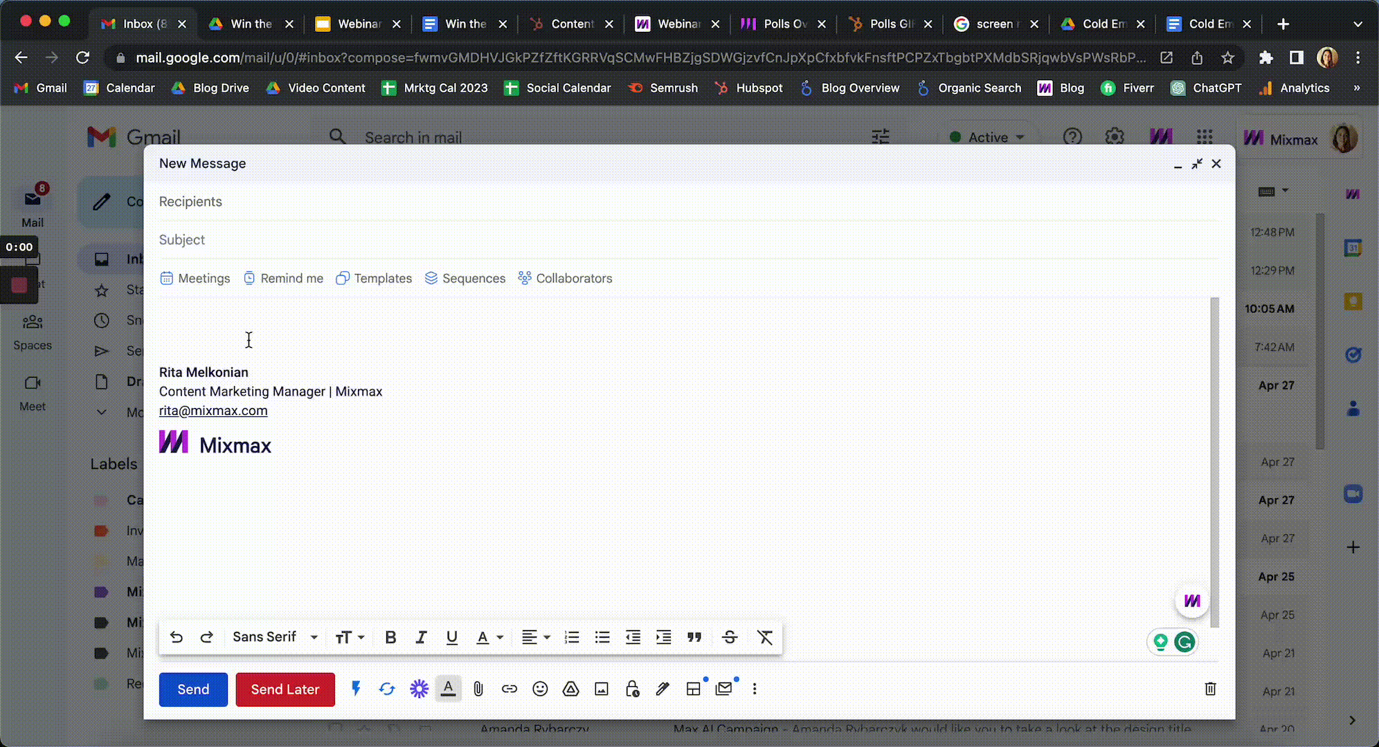 Mixmax in-email poll feature