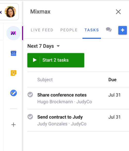 Mixmax Sidebar Tasks