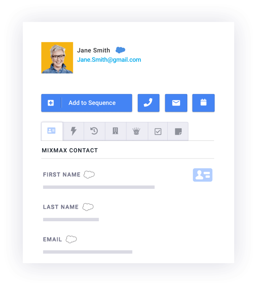 Box showing contact being added to sequence in Mixmax