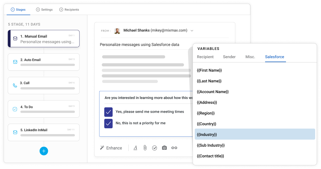 SFDC integration - Personalize messages