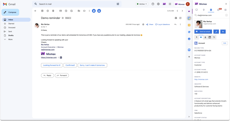 Salesforce Gmail Integration Mixmax Sidebar