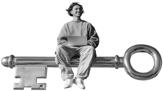 person-sitting-on-key