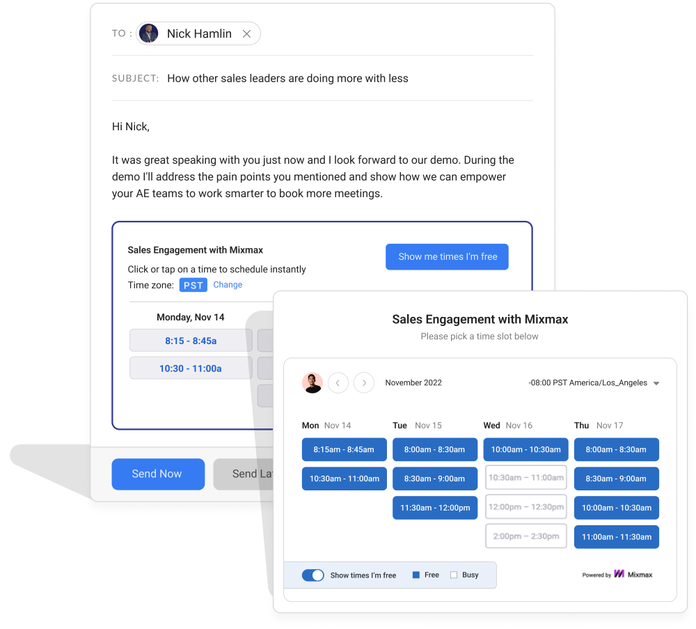 Mixmax calendar scheduling