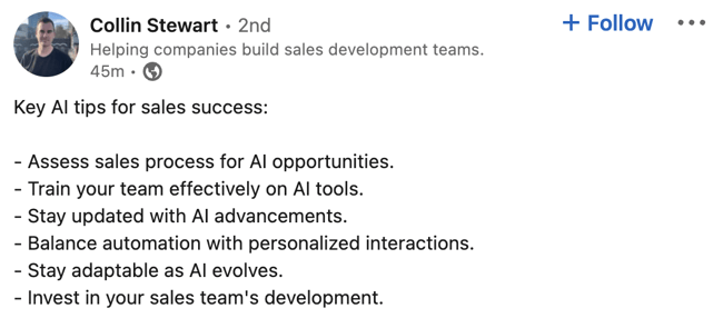 Key AI tips for sales success