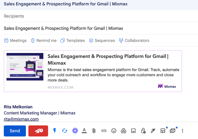 Mixmax link preview feature