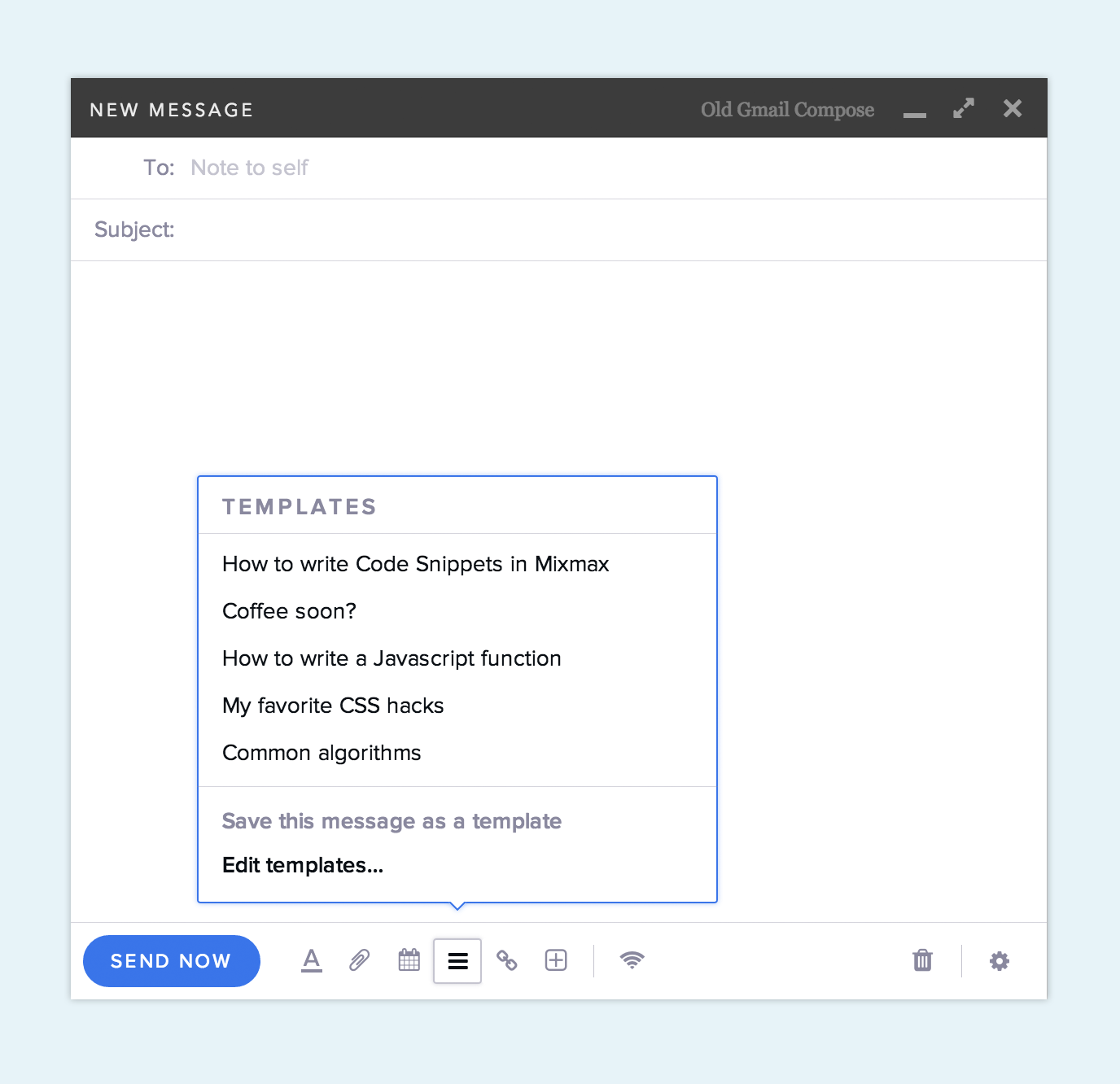 Code snippet as a template in email Code snippet as a template in email