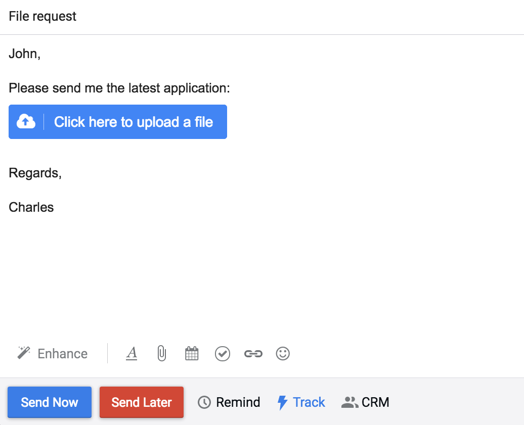 File Request in the Mixmax compose window