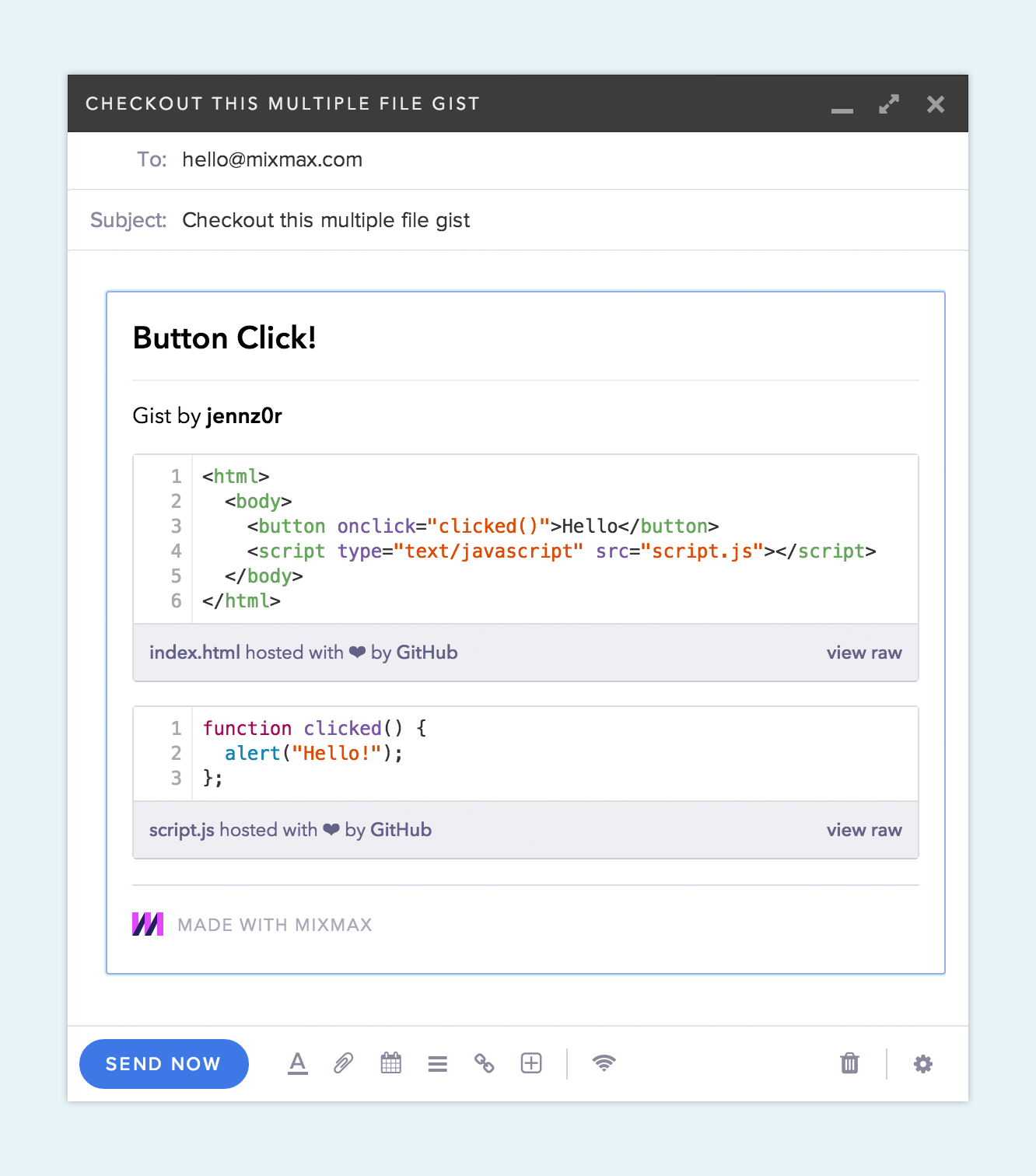 Multiple files in a Gist in email body Multiple files in a Gist in email body