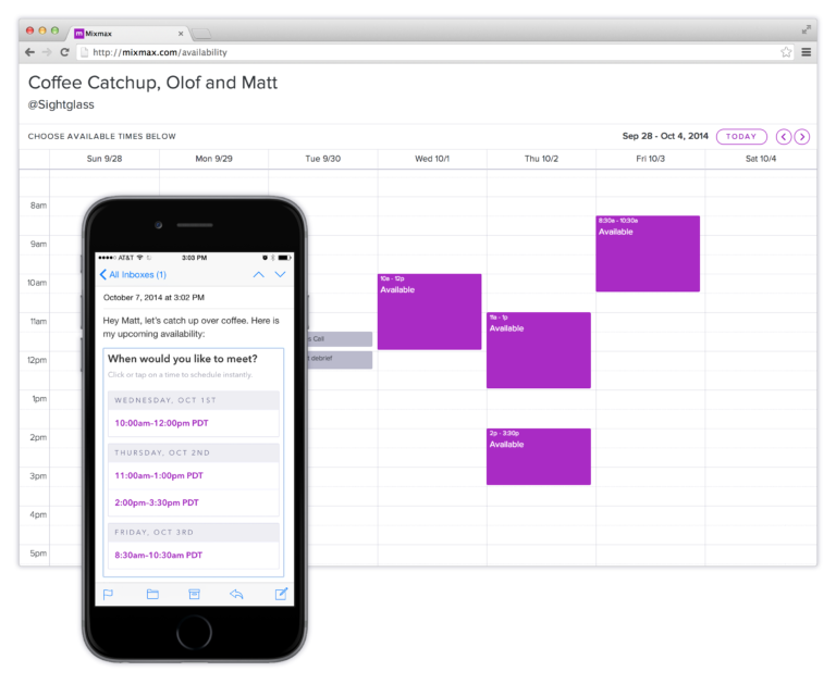 Mixmax instant scheduling