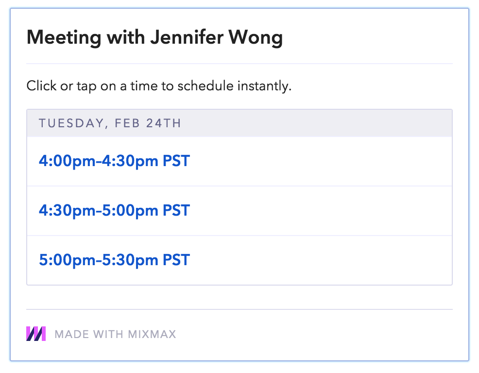 Meeting Times Instant Scheduling
