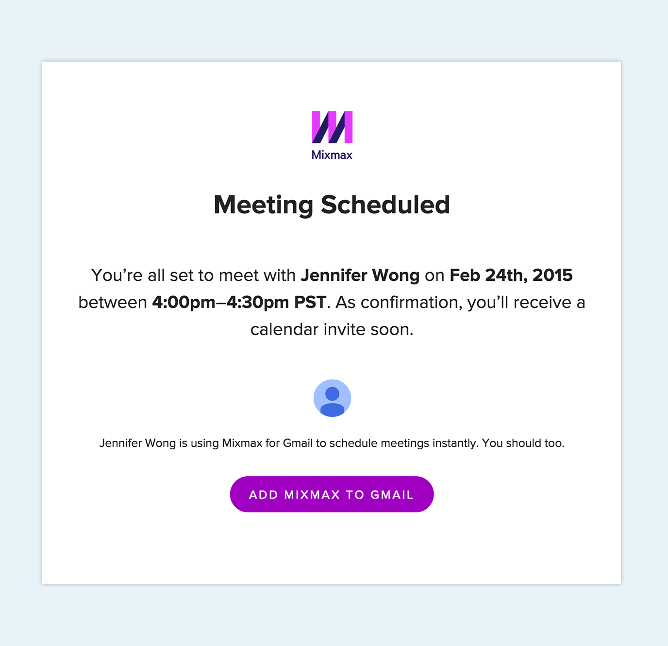 Meeting Confirmed Instant Scheduling
