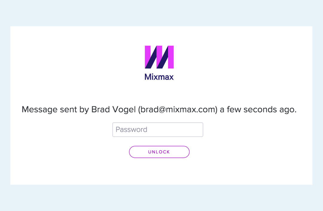 Mixmax Secret (Password-Protected Email) Message | Mixmax