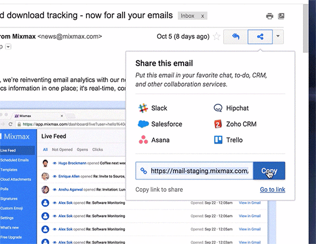 Share Any Email to Your Tool of Choice | Mixmax