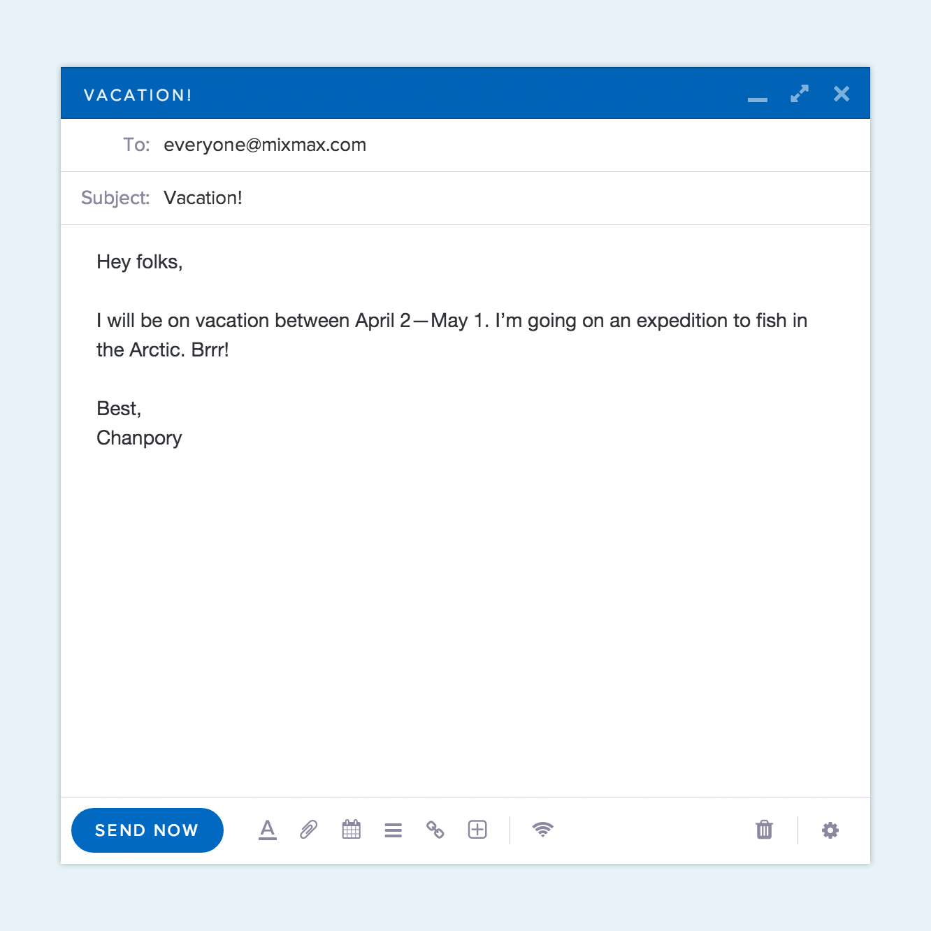 Short email example with body