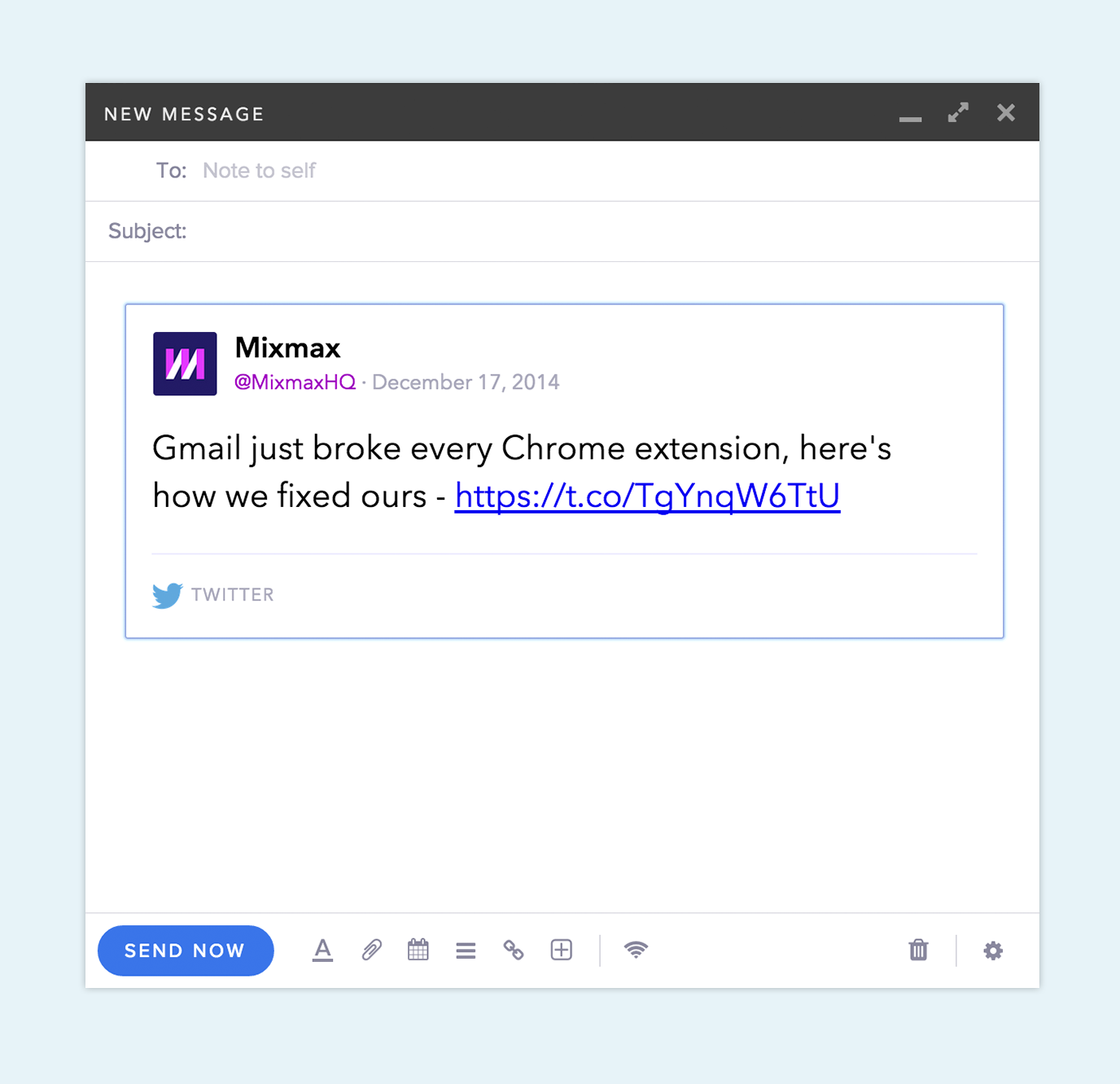 Twitter link preview in gmail