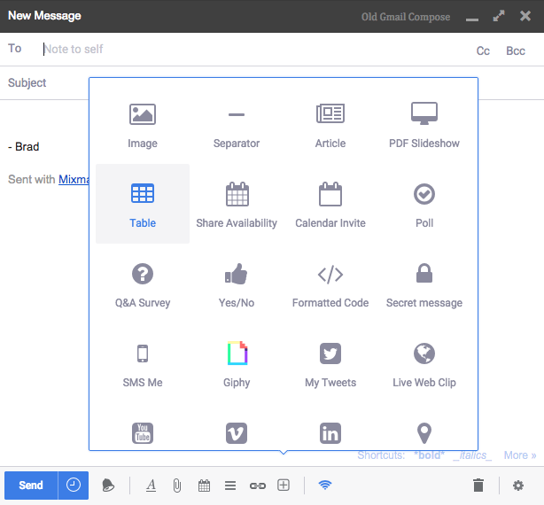Finally, support for tables in Gmail | Mixmax