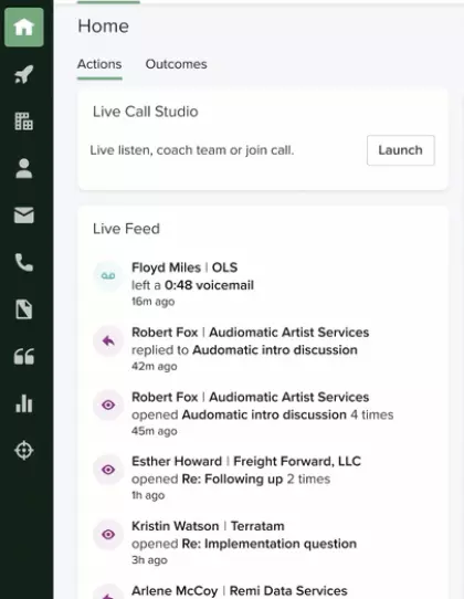 Salesloft Live Call and Live Feed features