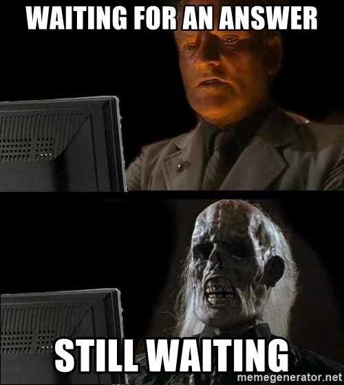 7 Two panels showing man watching computer waiting for answer, and skeleton still waiting