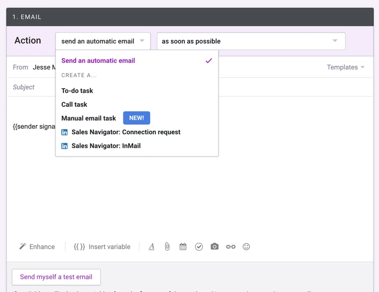 Mixmax email template with automatic-send set up 